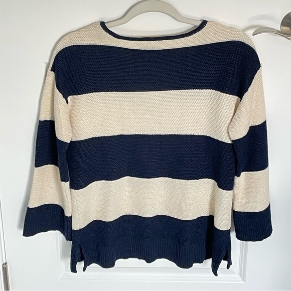 St. John Sweater yellow label striped sweater wool viscose 35478 - Picture 5 of 12